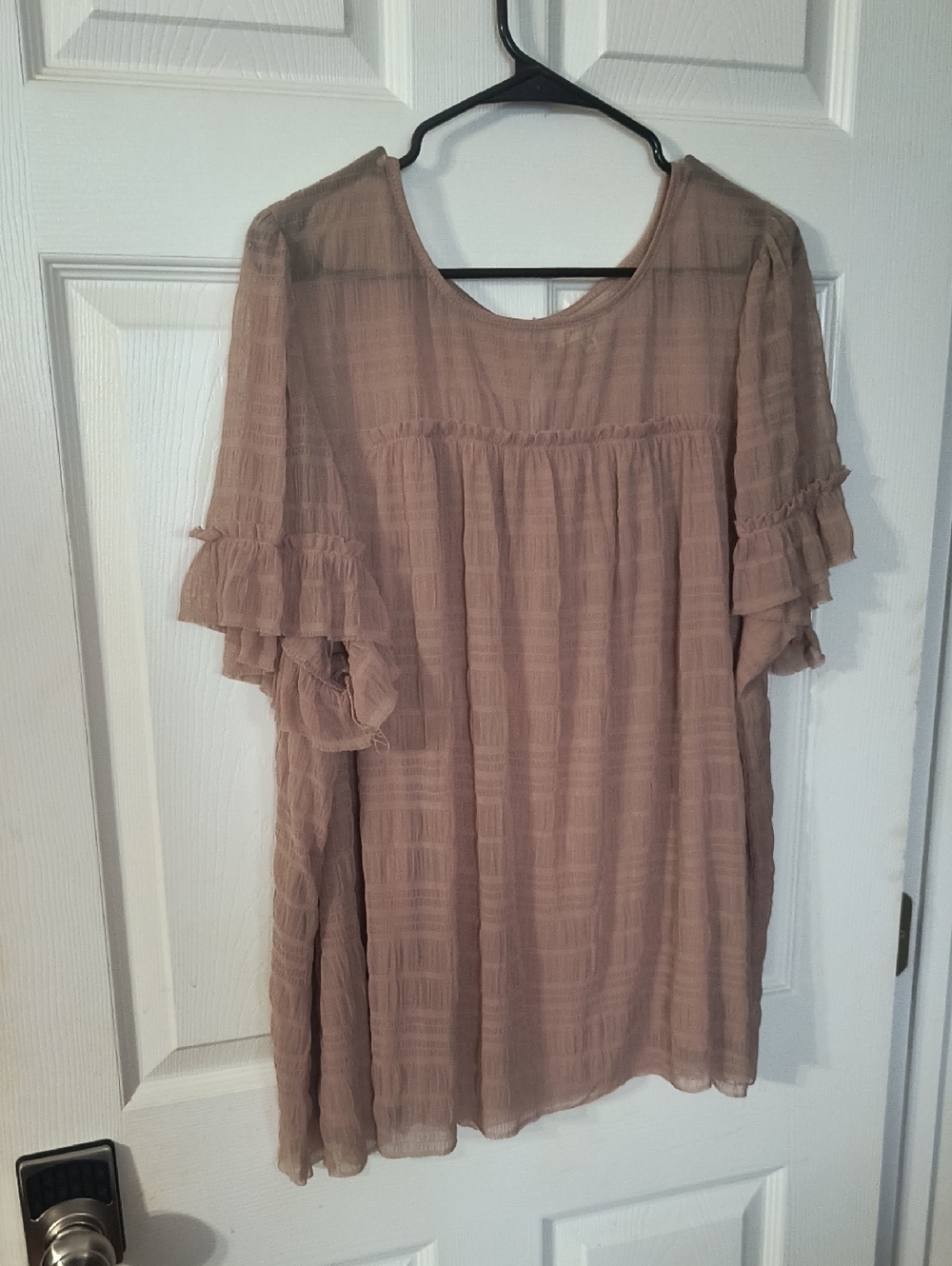Max Studio Dusty Taupe Boho Ruffle Sleeve Tunic
